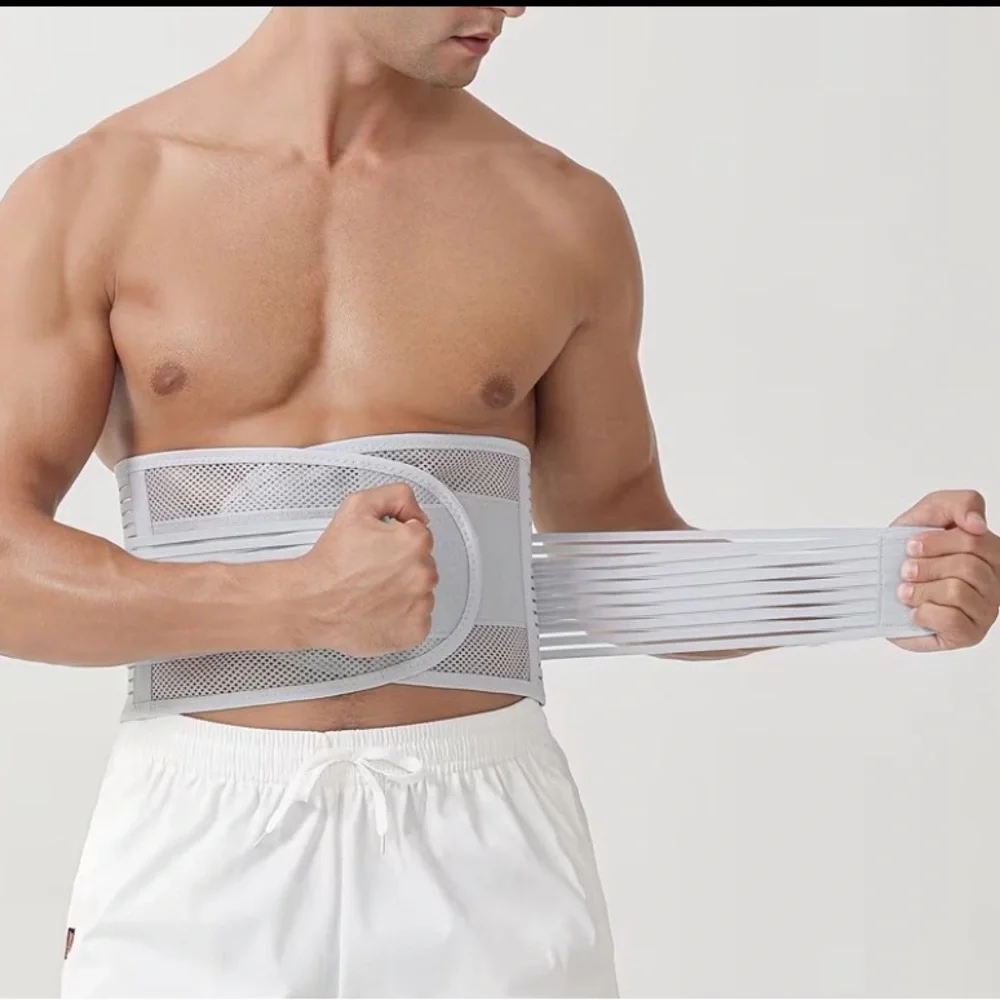 Black Lumbar Support Belt - Adjustable Back Brace - size large